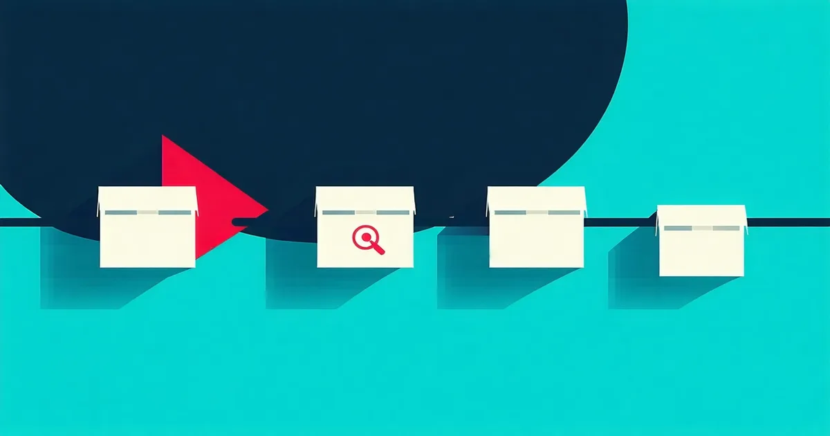 Abstract illustration showing a security check arriving too late in the pipeline